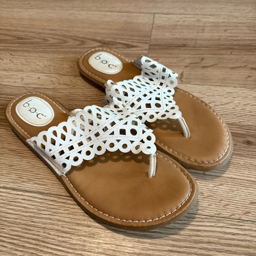b.o.c. Women's White and Tan Sandals